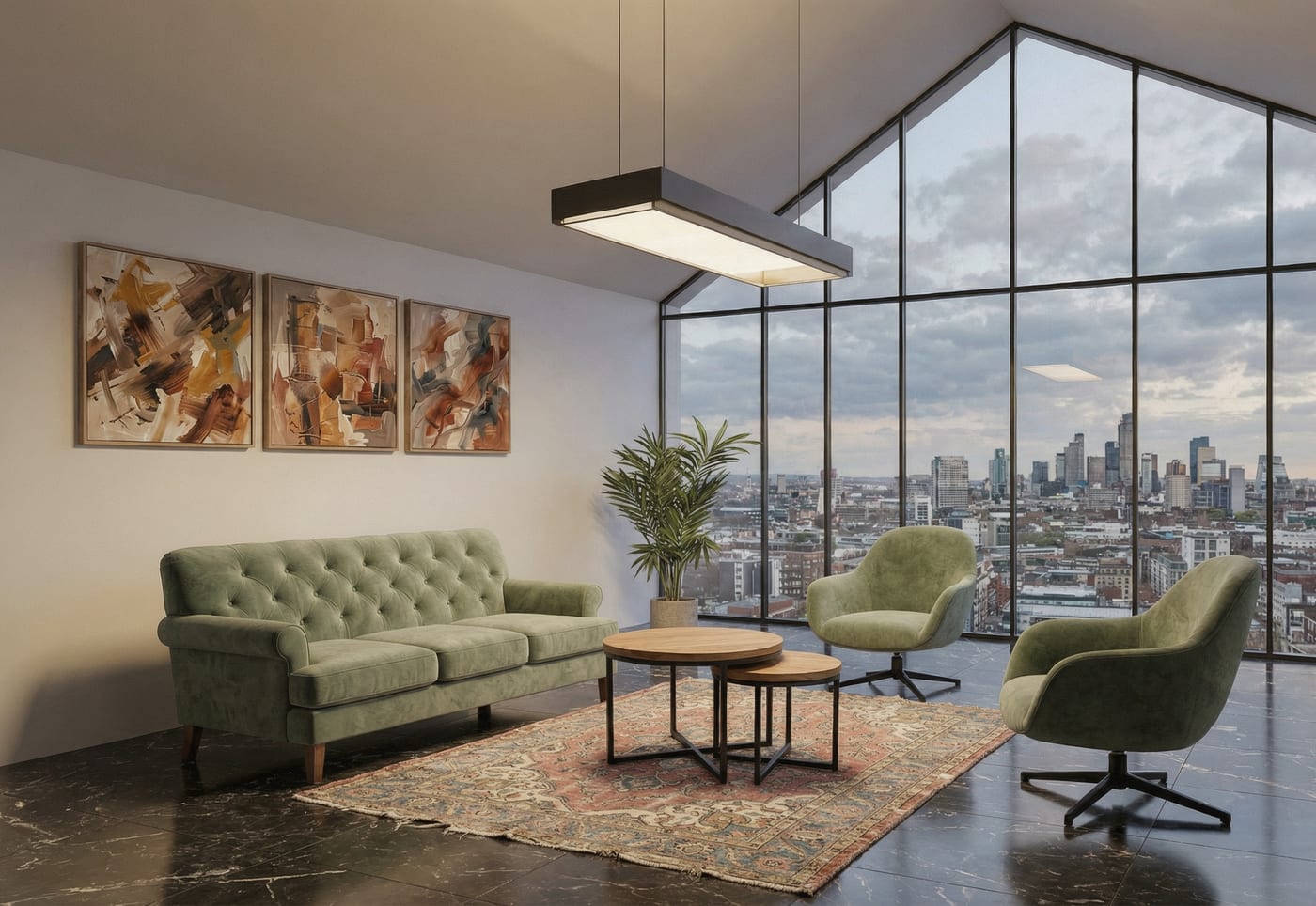 Render fotorealistico di interni generato con l'AI da uno schizzo